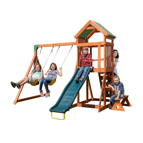 Sportspower Scottsdale Wooden Swing Set with Lifetime Warranty on 6' Double Wall Slide & Reviews
